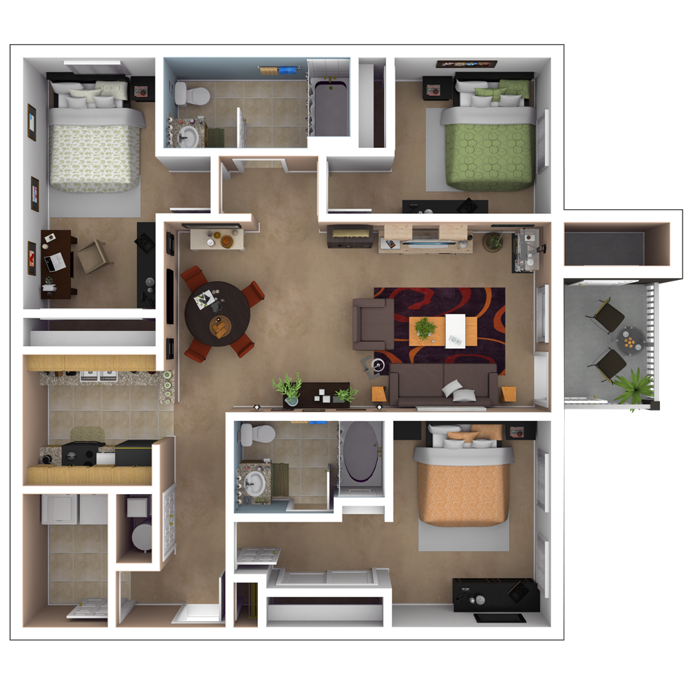 Three Bedroom Floor Plan